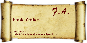 Fack Andor névjegykártya